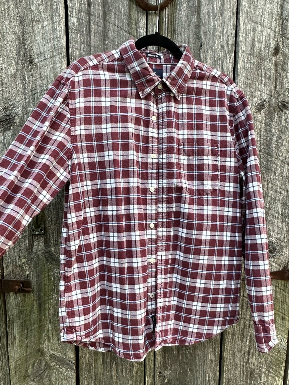 American Eagle Seriously Soft Men’s Large Burgundy Plaid Button Down Shirt